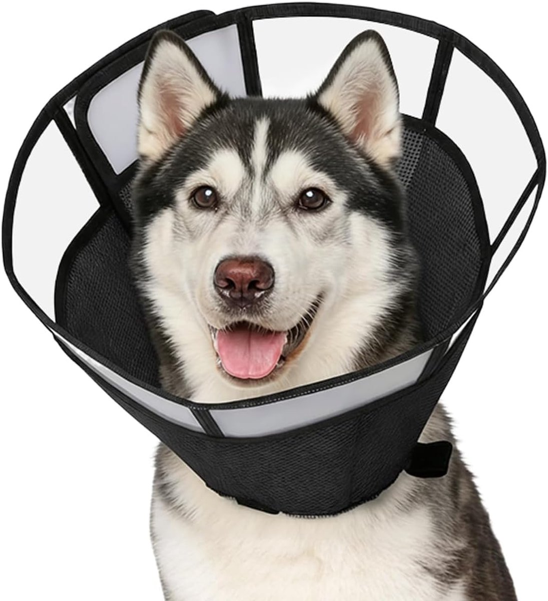 Kraag van kunststof, verstelbare nekkegelbeschermer, anti-bijt, kegel, verstelbare halsband, herstelhalsband voor honden voor bescherming en verzorging van honden