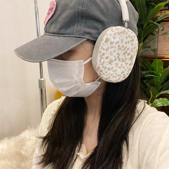 Voor AirPods Max Hoesje, Schattig Roze Bloem Ontwerp, Plant Bloemen Shock Buffer Hoofdtelefoon Oordopjes Beschermhoes voor Meisjes Dames — afbeelding 3