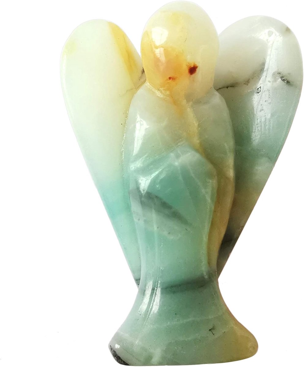 Amazoniet Wächter Engel Standbeeld, Handgesneden Steen Genezing Kristal Zak Figuren Decoratie, 5 cm