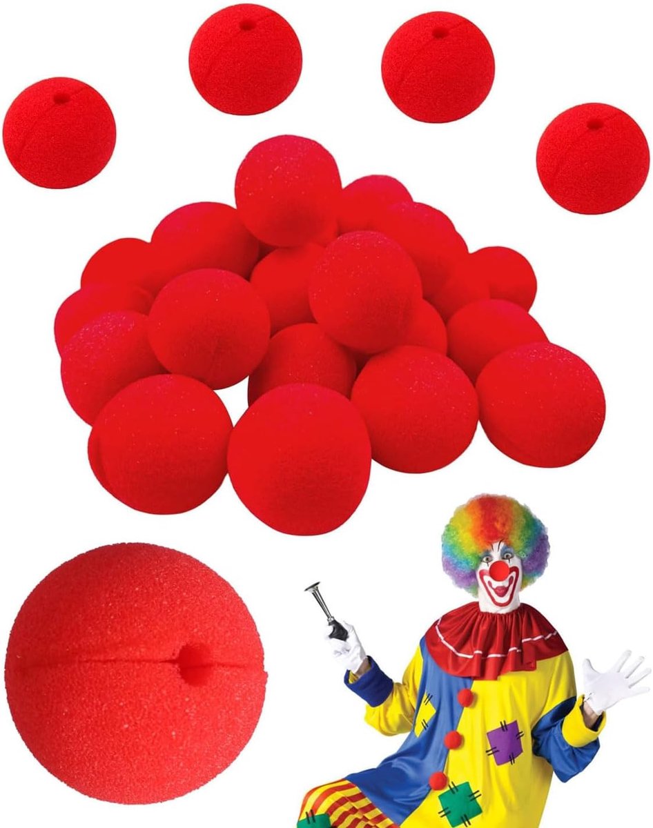 16 stuks clown neus, rode spons clown neus, cosplay neus, rode schuimneus, clown neus van schuim, clown neus, clown neusspons, voor circus kostuum clown party