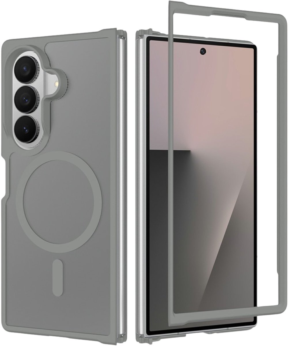 Casety Geschikt voor Samsung Galaxy Z Fold 8 Ultra backcover hoesje met magnetisch ondersteuning - Grijs