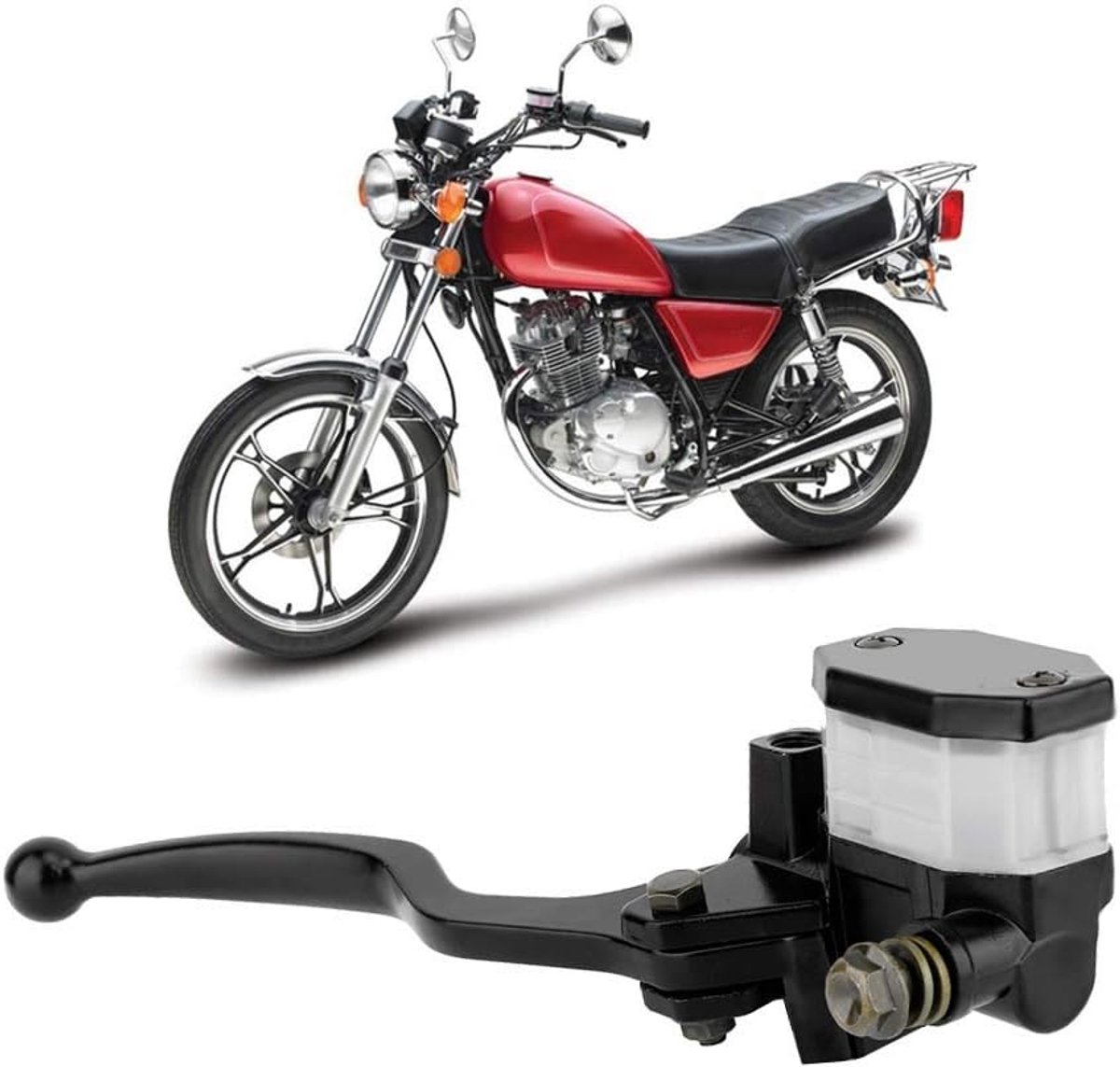 Kreidler 125 Dd Supermoto vervangonderdelen, Gn125 remhendel, Gn125 onderdelen, voertuigsleepremsturingen, hoofdremcilinderhendel voor motorfiets vooraan rechts voor Gs125 Gn125 Gn2