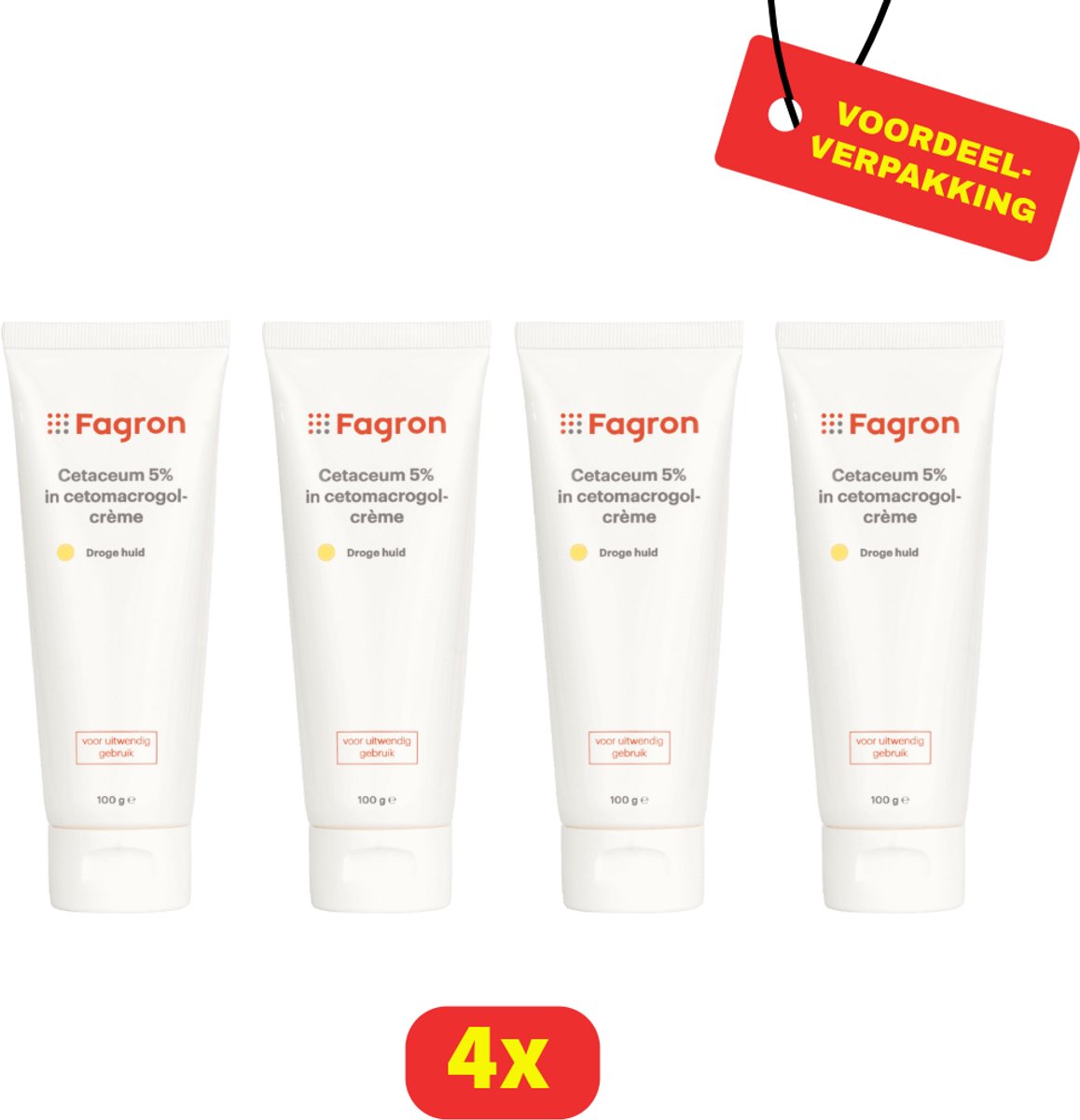 Fagron Cetaceum 5% in cetomacrogolcrème - 4 x 100g - Voordeelverpakking