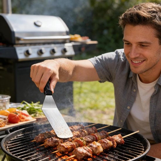 Turner schraper, pannenkoek Flipper, Roestvrij stalen metalen bakplaat spatel, geweldig voor BBQ Grill en platte top bakplaat, commerciële kwaliteit Spatel, Icing Spatel — afbeelding 3