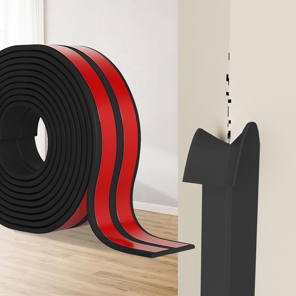 Hoekbescherming Muur, Flexibele TPE Plint, L-Vormige Hoekstrip Voor Muren, Deuren, Keuken, Ramen, Ideaal Voor Doe-Het-Zelf Renovaties (Zwart, 6 cm x 4 m)
