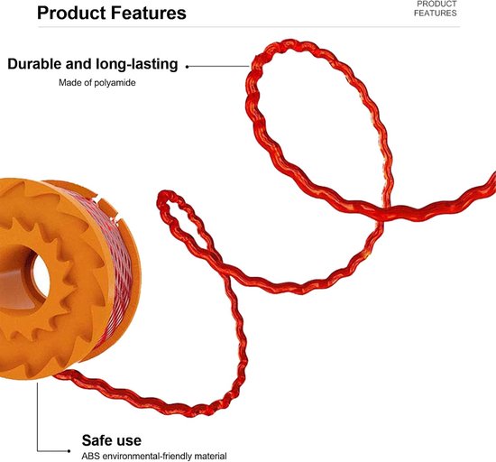 Spoelen, werkt met, alle grastrimmers met 20 V, spoel voor grastrimmer, trimmer, spoelmodel WA0010 WA0004 Ø 1,65 mm, 3 m lengte grastrimmerspoelen — afbeelding 5