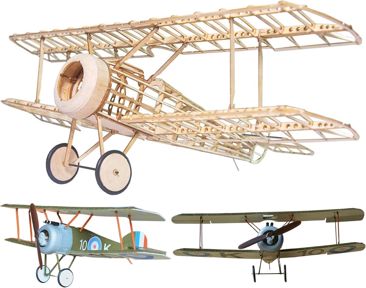 Camel Slow Flyer model vliegtuig kit, schaal 1:20, 380 mm spanwijdte, RC vliegtuig model kit, houten airplane om zelf te bouwen, laser-cut balsa houten onderdelen, 380 x 240 x 128 mm