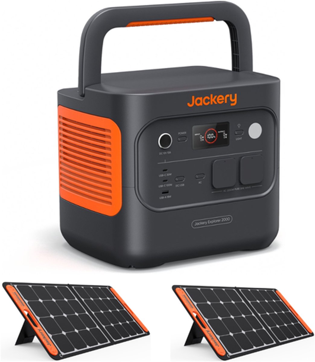Jackery Explorer 2000 V2 – Powerstation – 2000W – 2042Wh – 2× SolarSaga 100W inbegrepen