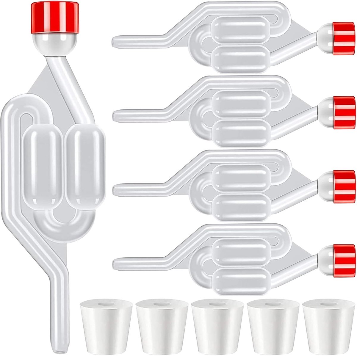 5 stuks fermentatiebuisjes, transparante fermentatiebuisjes, kunststof, fermentatiebuis met stop, fermentatieset voor het maken van wijngisting, wijn, bier
