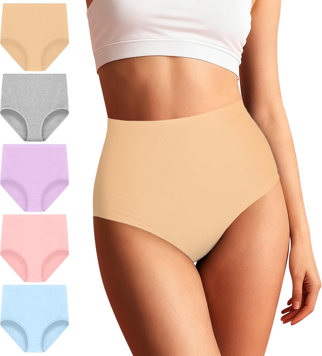 Onderbroek voor Dames Katoen Damesslips Figuurcorrigerend Dames Buikverstevigend Ondergoed Shapewear Slips Korsetbroek Ondergoed Stretch Hoge Taille Damesondergoed Set 5 Stuks