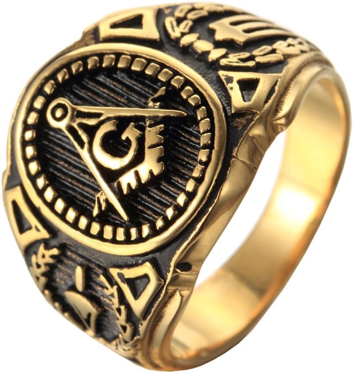 Roestvrij staal Vintage vrijmetselaar vrijmetselaar Ring symbool lid verklaring Band