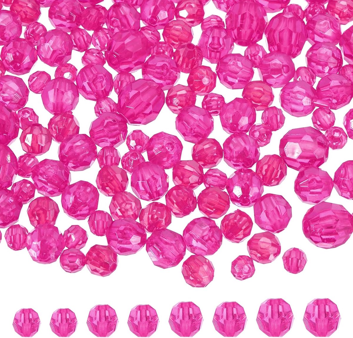 Kralen, gefacetteerd, 6 mm, 8 mm, 10 mm, 12 mm, kristallen kralen, afstandhouder, voor armbanden, halskettingen, sleutelhangers, doe-het-zelf, sieraden, productie, rozenrood