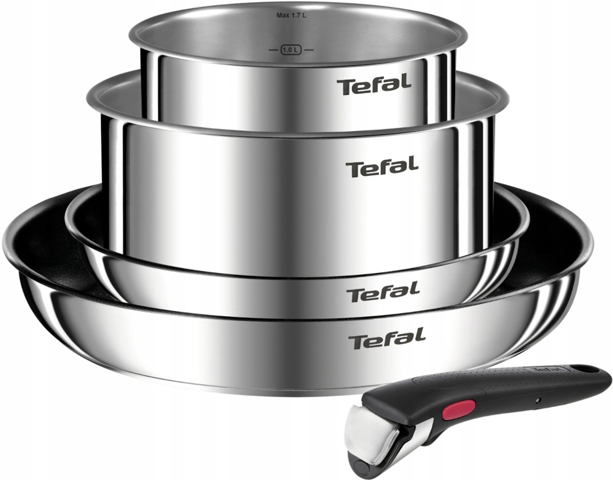 Tefal Ingenio Emotion Pannenset - 5-delig - Pannenset Inductie - Stapelbaar - Afneembare Handgreep - RVS - Geschikt voor alle warmtebronnen