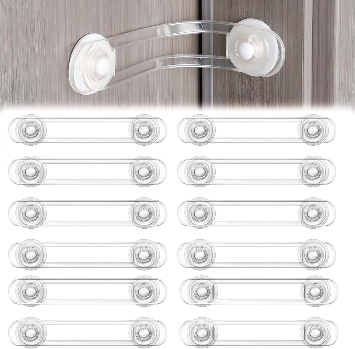 6 stuks Cupboardslot voor slot keuken, transparant, veilig cupboard, zonder boren, sterk zelfklevend kastslot voor koelkast, kasten, laden, deuren