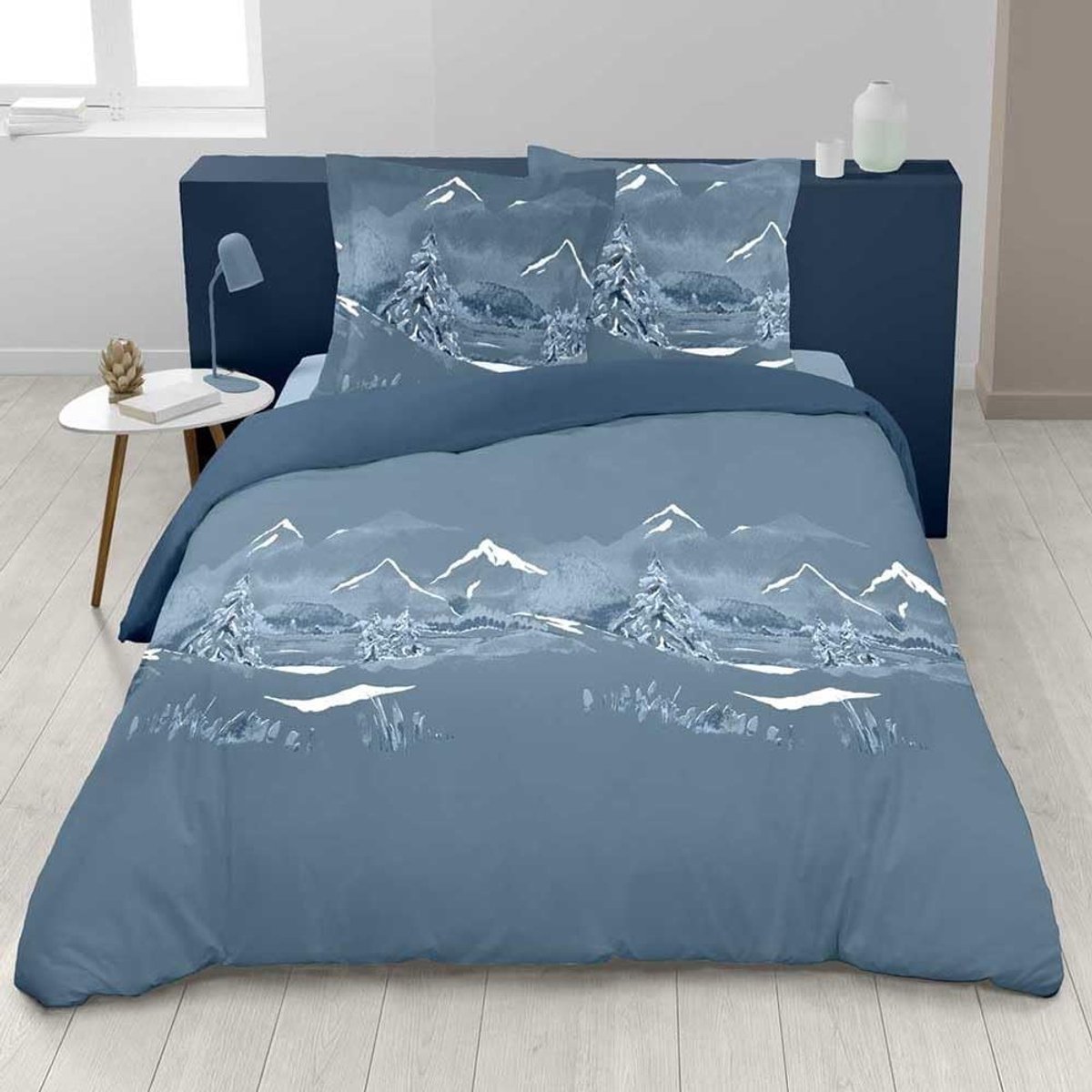 Dekbedovertrek nacht van de Alpen + vierkante kussenslopen – 100% katoen 57 draden/cm² – Esprit Montagne – exclusief model – afwerking met klep