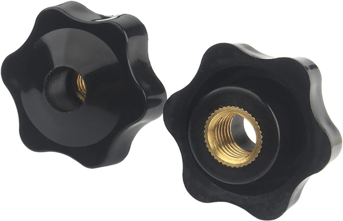 10 Pcs Ster Moeren Handvat Plastic Knurled Knop Doorgaand gat Koper | Klemschroef Kern interne draad Zeshoek Hand Handvatten M6 32mm