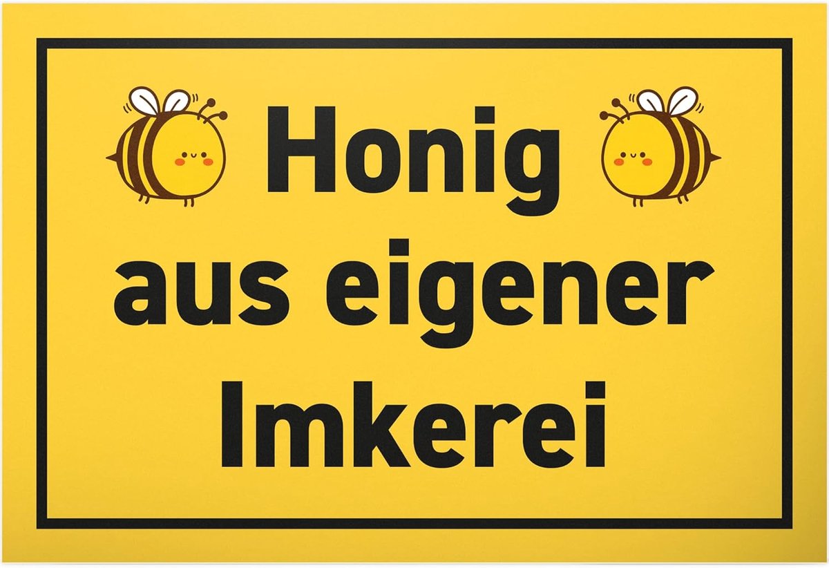 Honing van eigen bijenteelt - 30 x 20 cm kunststof bord - cadeau idee imker vrienden - verjaardagscadeau deurbordje spreuk wandbordje aanwijzing