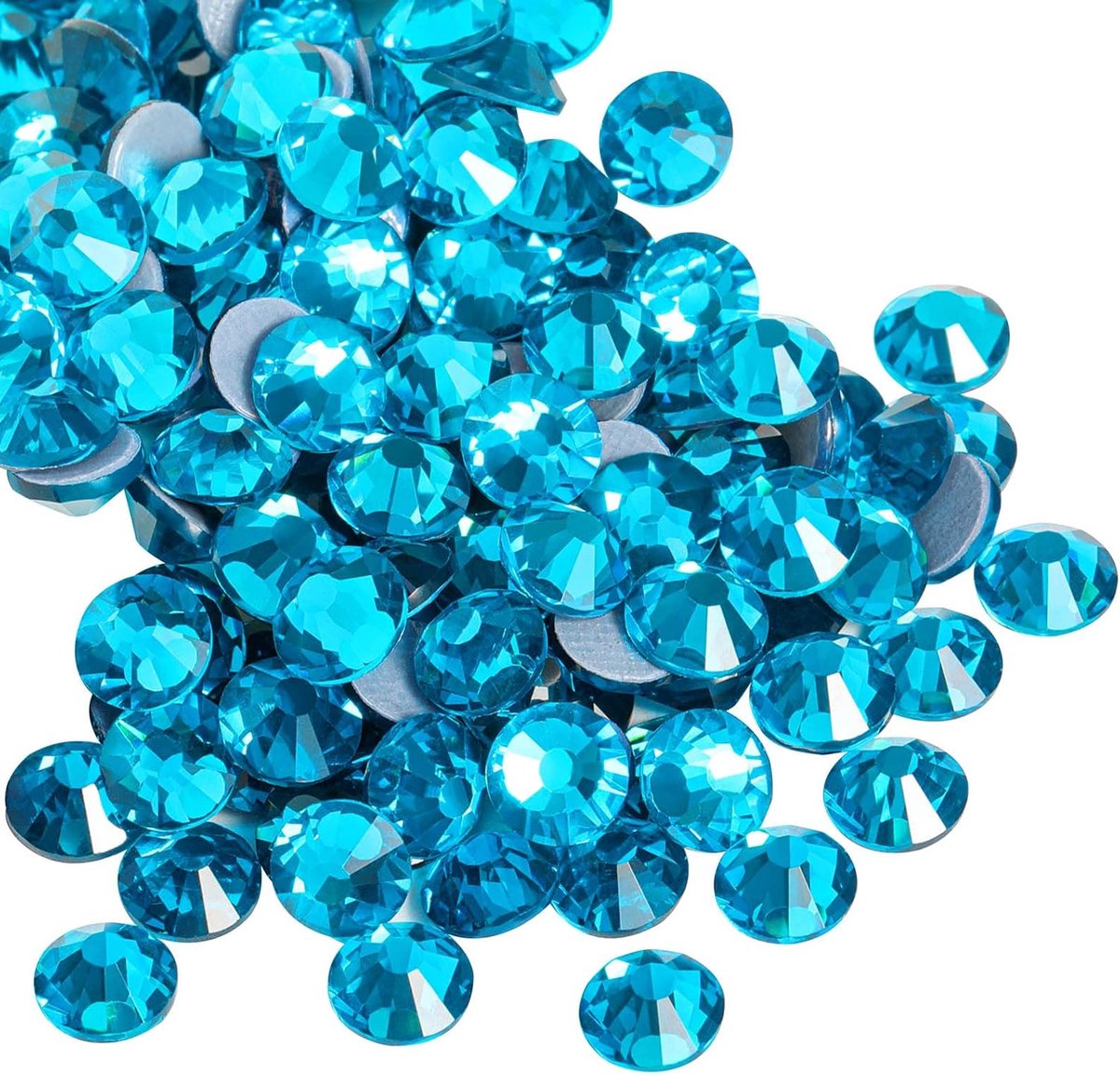 Hotfix strasssteentjes, 2880 stuks, met platte achterkant, kristallen steentjes om te knutselen, voor het zelf decoreren van kleding, Blauwe Zirkonia, SS8, 2,3-2,5 mm