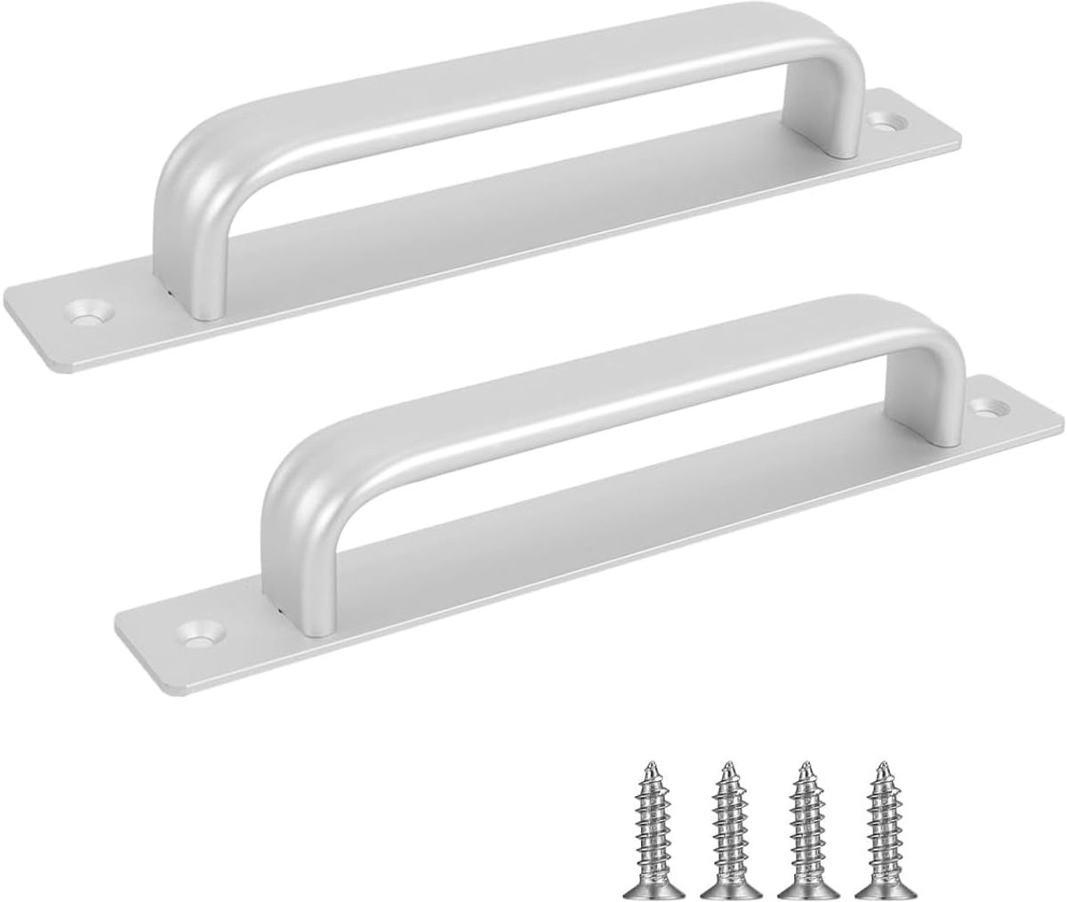 Deurgrepen, pull push deurgrepen, roestvrij stalen schuifdeurgrepen, badkamer, keuken, kast, garage, schuur, schuur met metalen platen (160 mm)
