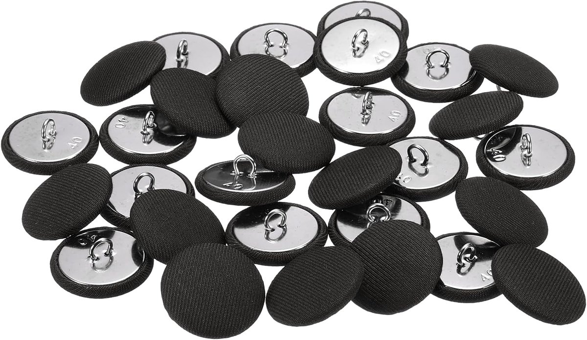 Knopen 25 mm 25 mm ronde metalen knopen met stoffen hoes voor bruidsjurken, bruiloftspakken, blouses, truien, zwart