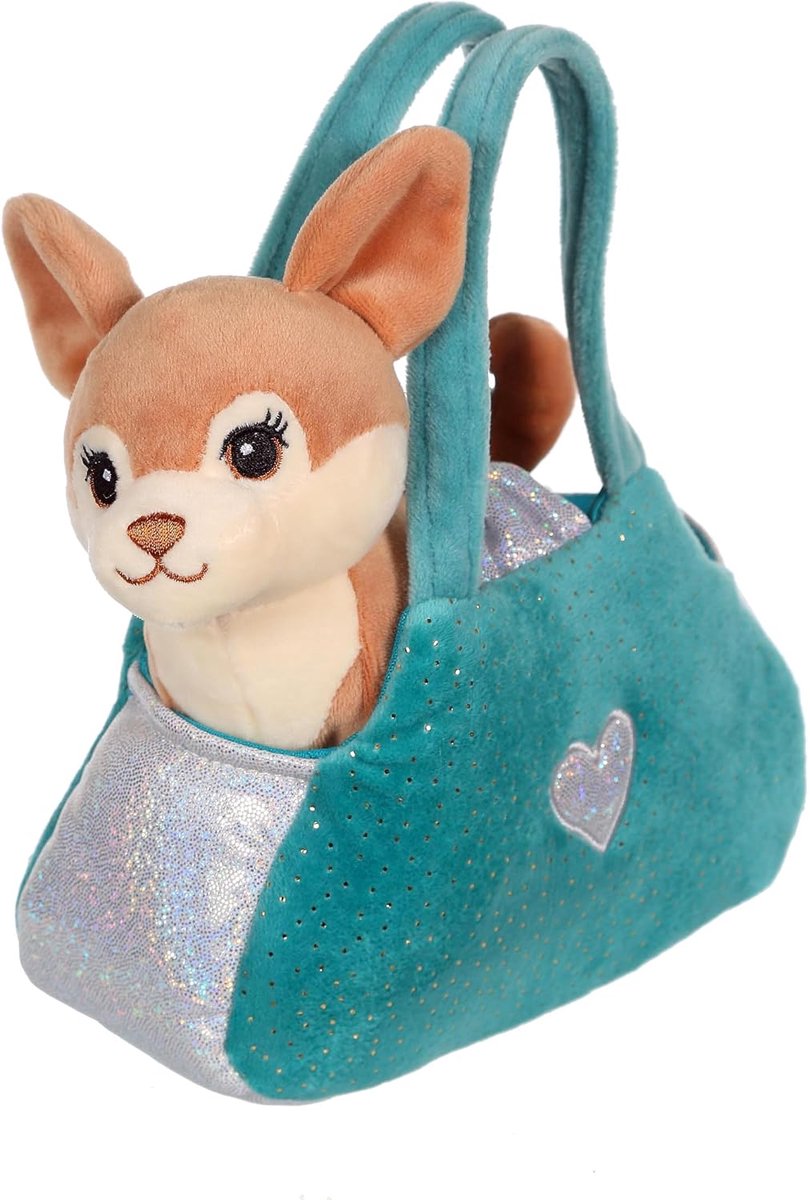 Toys Knuffel Sweety Bag Chihuahua, bruin, groene tas, 18 cm