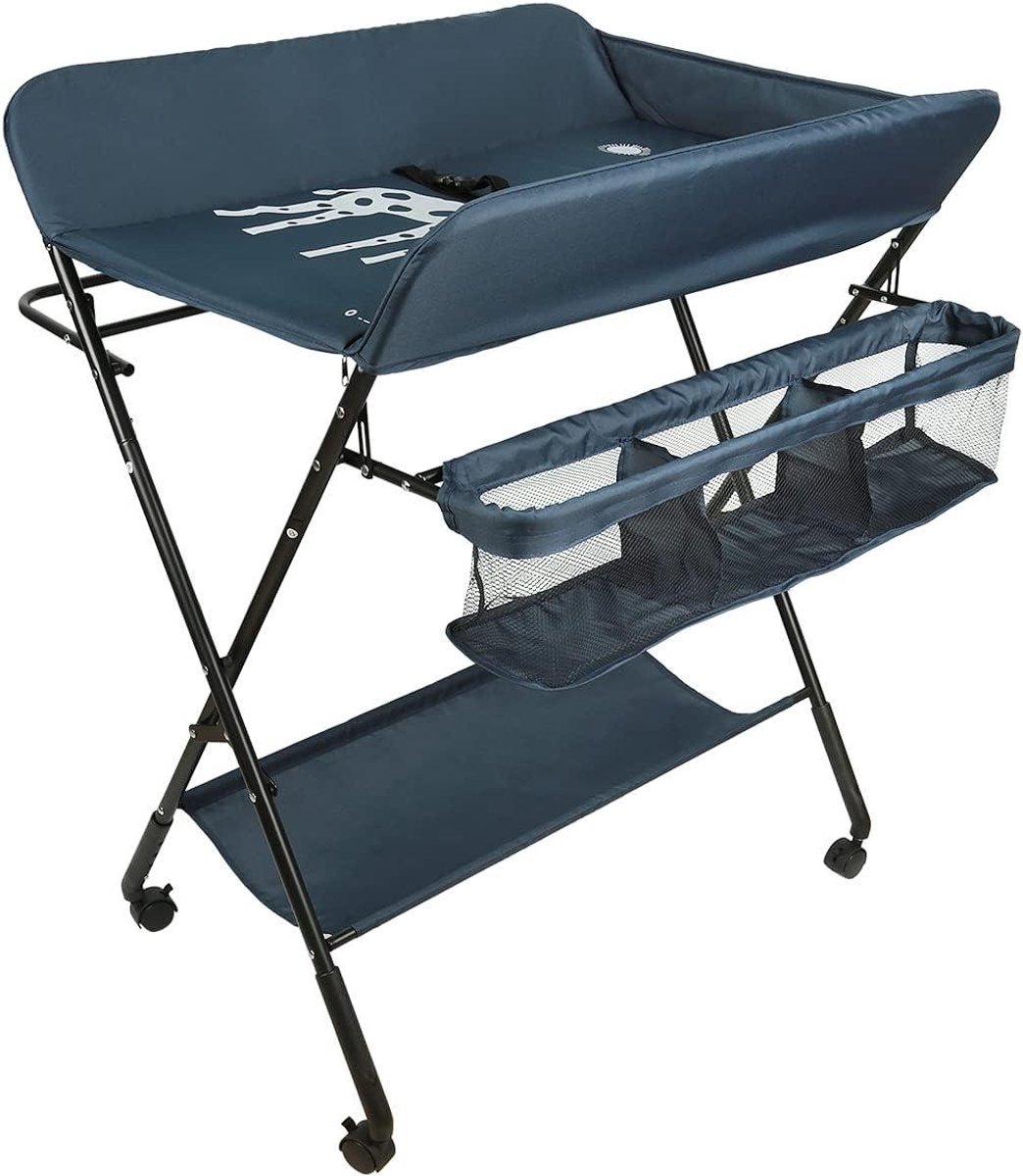 Baby Verschoontafel - Babyverzorgingstafel - Baby verzorgen - Inklapbaar en mobiel - 98 cm hoog - Lichtroze