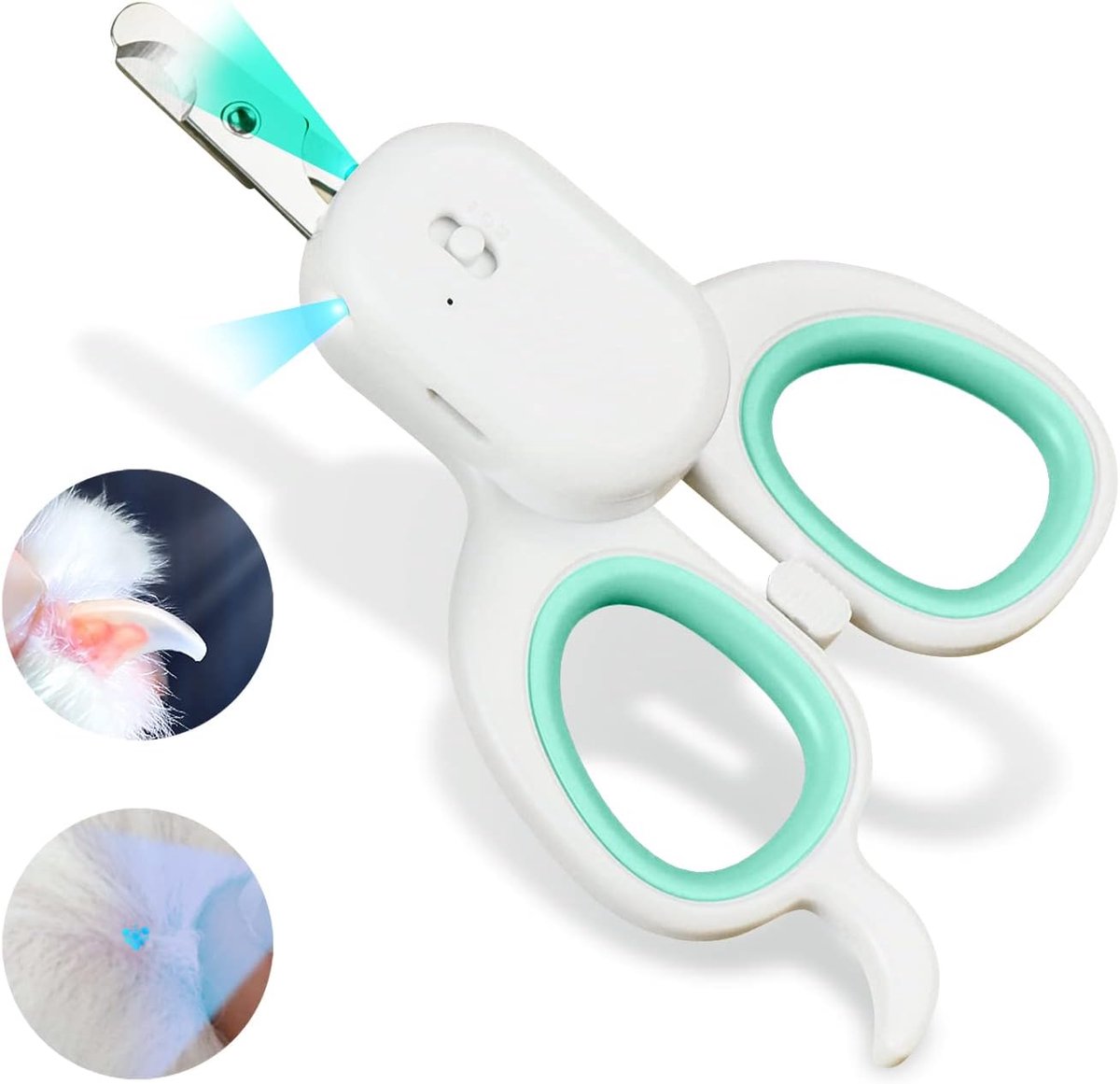 Nagelknipper voor honden en katten met LED-verlichting en UV-licht, veilig knippen