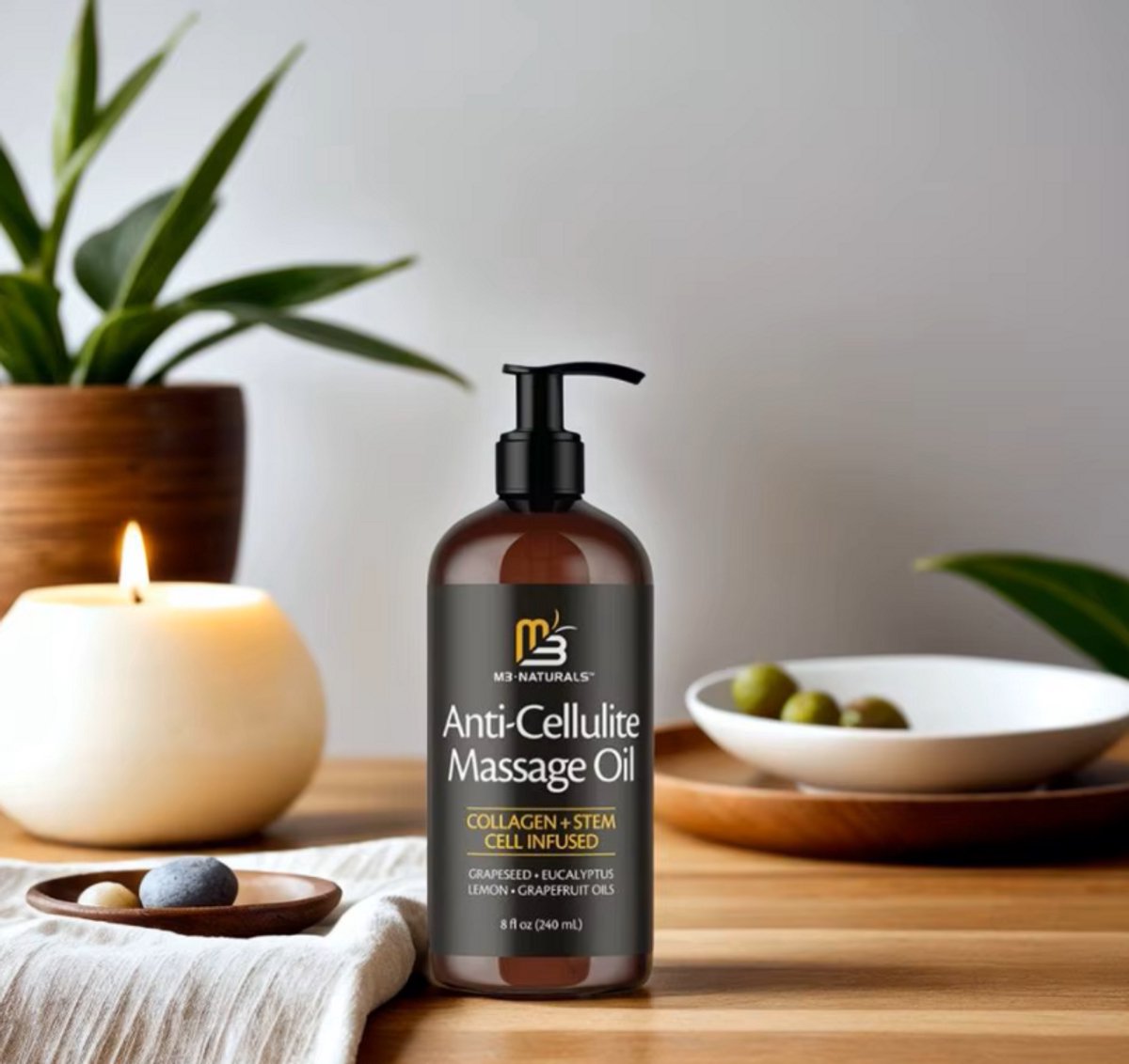 Lichaams Massage Olie Tegen Cellulitis 240ml | Natuurlijke Plantenextracten voor Huidversteviging en Ontspanning