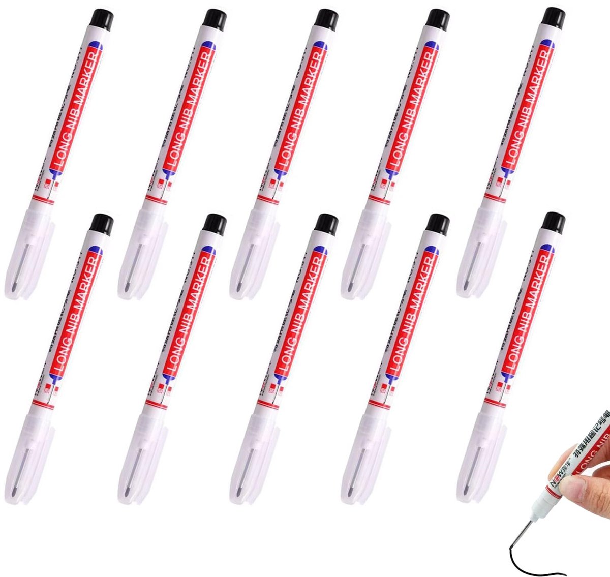Omgoods - Set van 10 Waterdichte Stiften met Lange Tip
