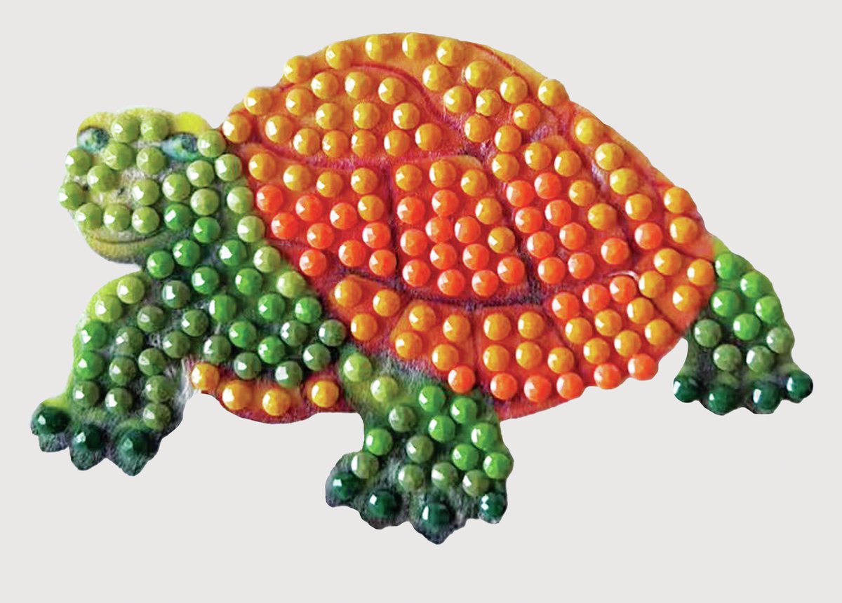 Crystal art sticker van een schildpad om te diamant painten van 9x9cm