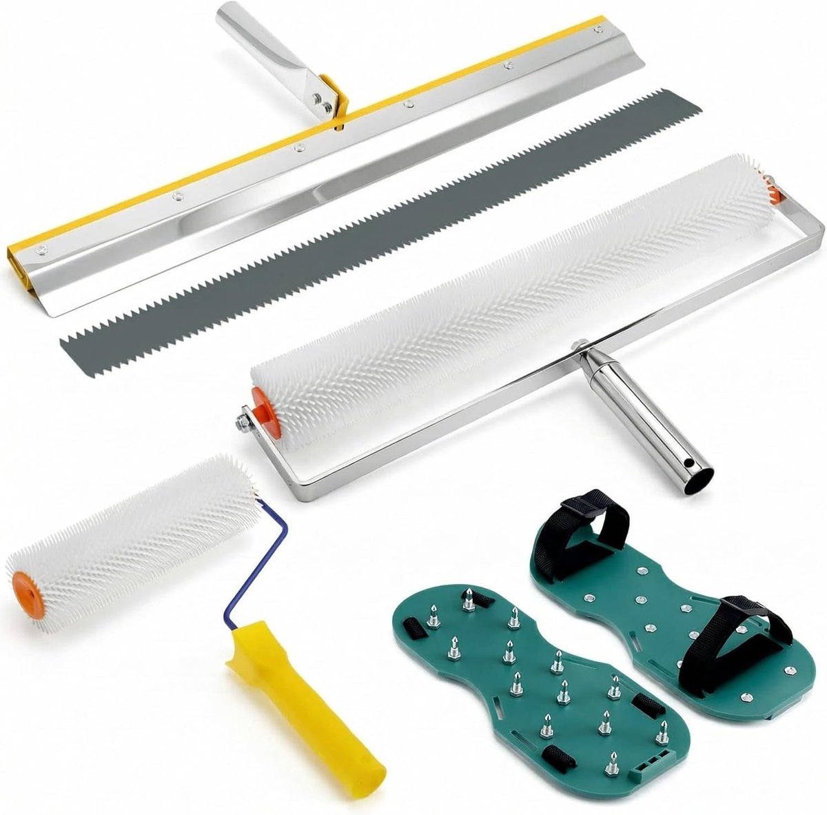 Complete set voor vloercoating met ventroller, epoxy spikes en grote vloerwisser voor perfecte afwerking