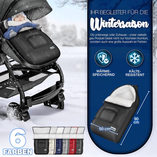 Wintervoetenzak - Babyzak - Warmte in kinderwagen - Universeel inzetbaar - 95 cm - Zwart — afbeelding 3