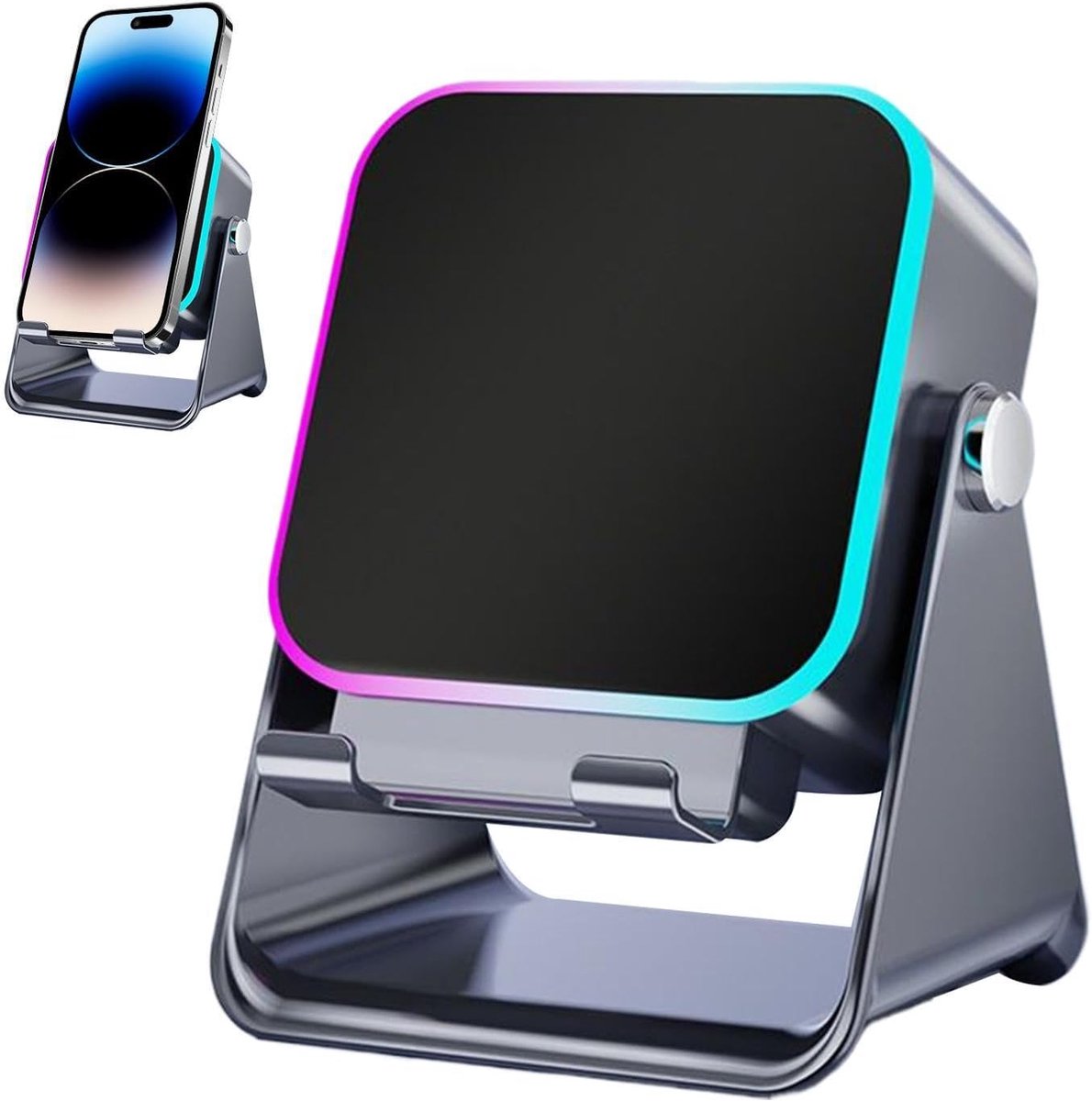 Luidspreker met Sensor voor Mobiele Telefoon - Opvouwbare Magnetische Luidsprekerstandaard - met LED-Verlichting - Krachtige Luidspreker