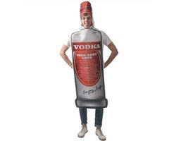 Joya Party® Vodka Kostuum Heren | Wodka Fles Verkleedpak Mannen | Vodka Fles Kostuum | Grappig Drank Fles Kostuum | Carnaval Verkleedkleding | Themafeest | Halloween | Maat L/XL