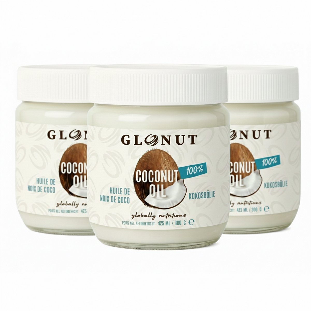 GloNut | Ongeraffineerde kokosolie (425 ml-300g) x 3