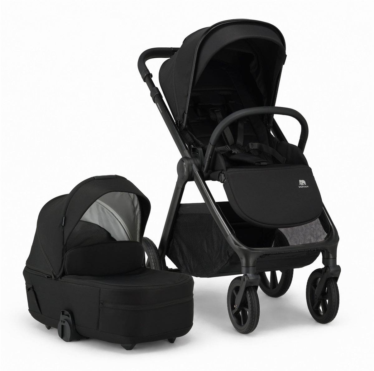 Deryan Otis Kinderwagen 2-in-1 - Wandelwagen met Reiswieg - Zwart