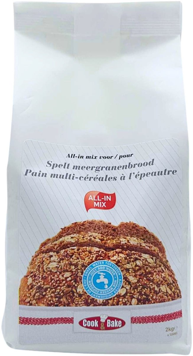 Cook & Bake - All-in Broodmix - Speltmeergranen Brood - Alleen water toevoegen - 2 kg