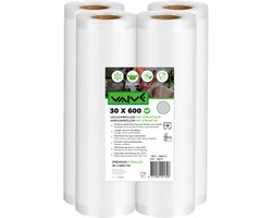 Vaive Vacumeerrollen 4 stuks - 30 x 600 - Vacuumzakken Voedsel - Vacumeerzakken - Vacuum / sous vide zakken - BPA vrij