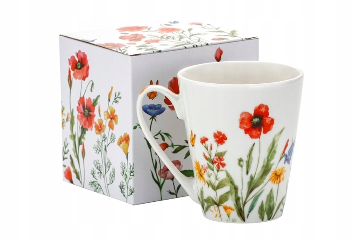 Porseleinen Mok 330 ml - Bloemenmotief, Ideaal Cadeau