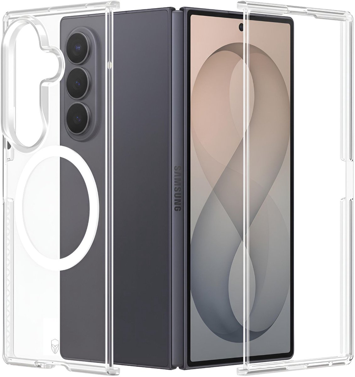 Force Case, Volledige Hoes Geschikt voor Samsung Galaxy Z Fold 8 Ultra Magnetisch Valbescherming 2m, Transparant