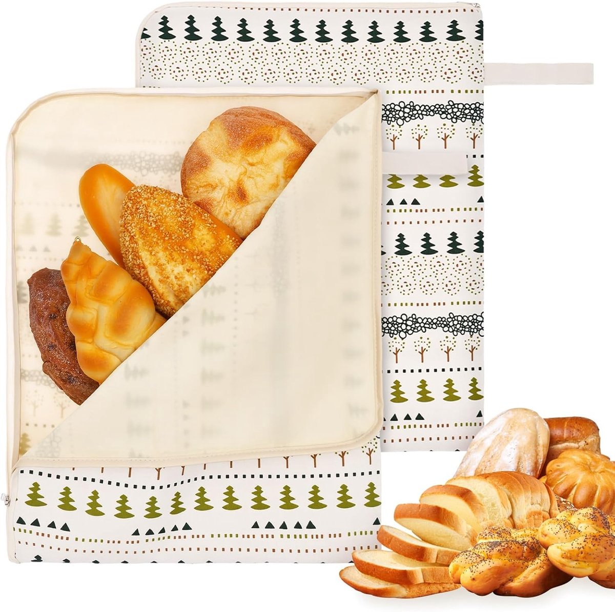 Herbruikbare Broodzak - Beige - 44 x 34 cm - Katoen met Bijenwascoating - Voor Zelfgebakken Brood