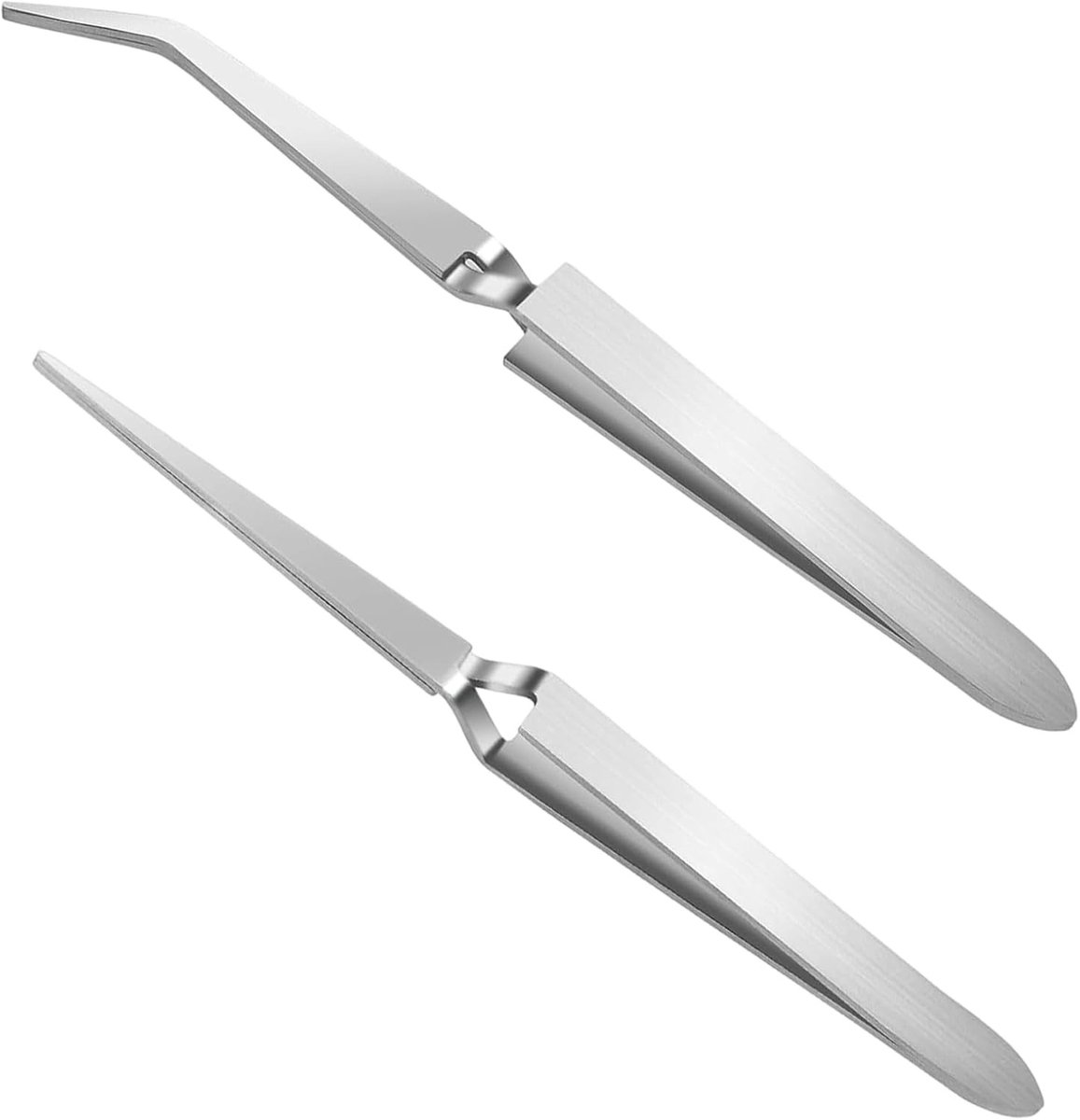 Keramische Pincet Set - Zilver - 14,5 x 0,9 cm en 14,7 x 0,9 cm - Roestvrijstalen Handgrepen - Voor Sieraden en Elektronica