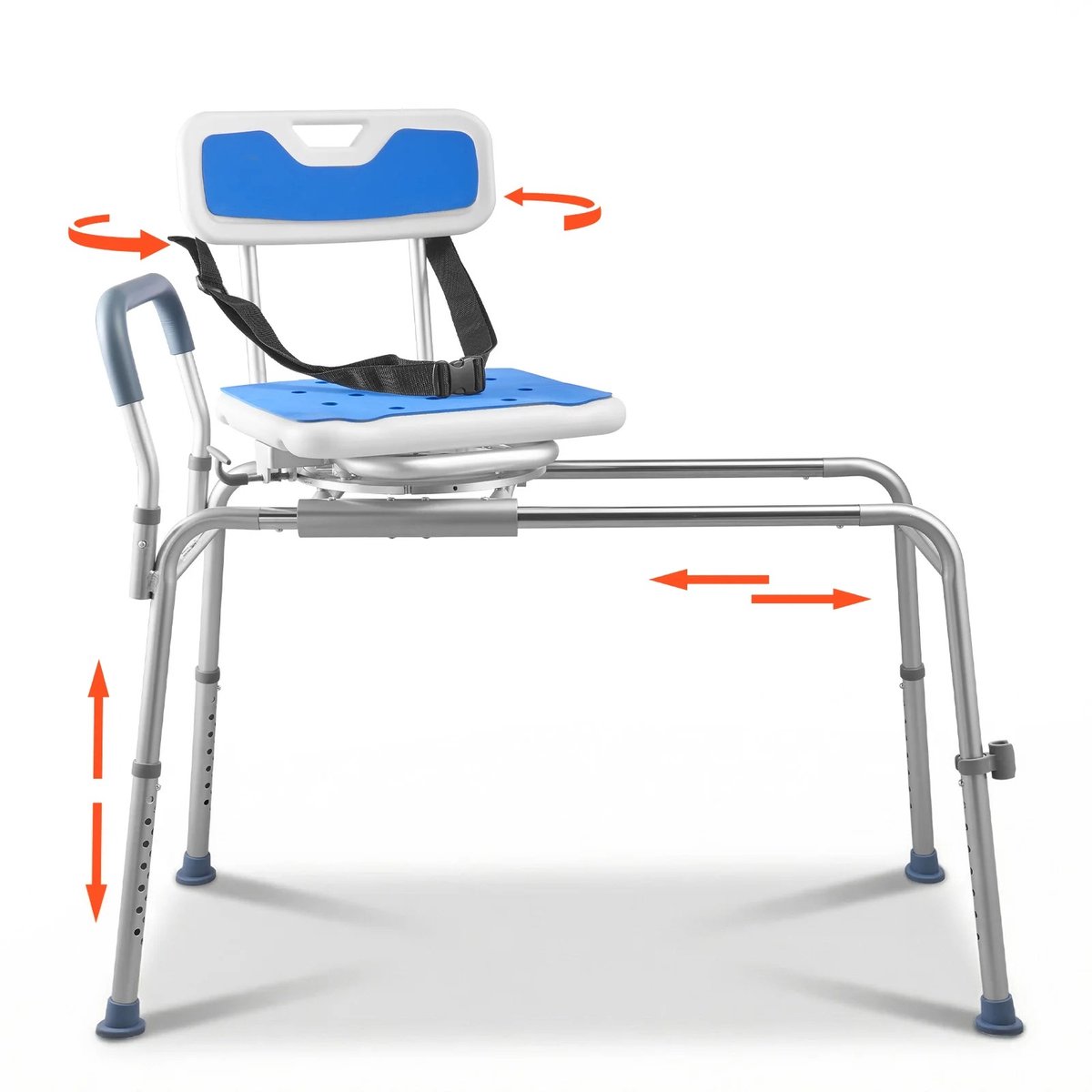 Douchestoel met armleuning Rugleuning - Douchestoelen - Douche en bad stoel - 360 graden draaibaar - Veiligheidsgordel - Max 180KG