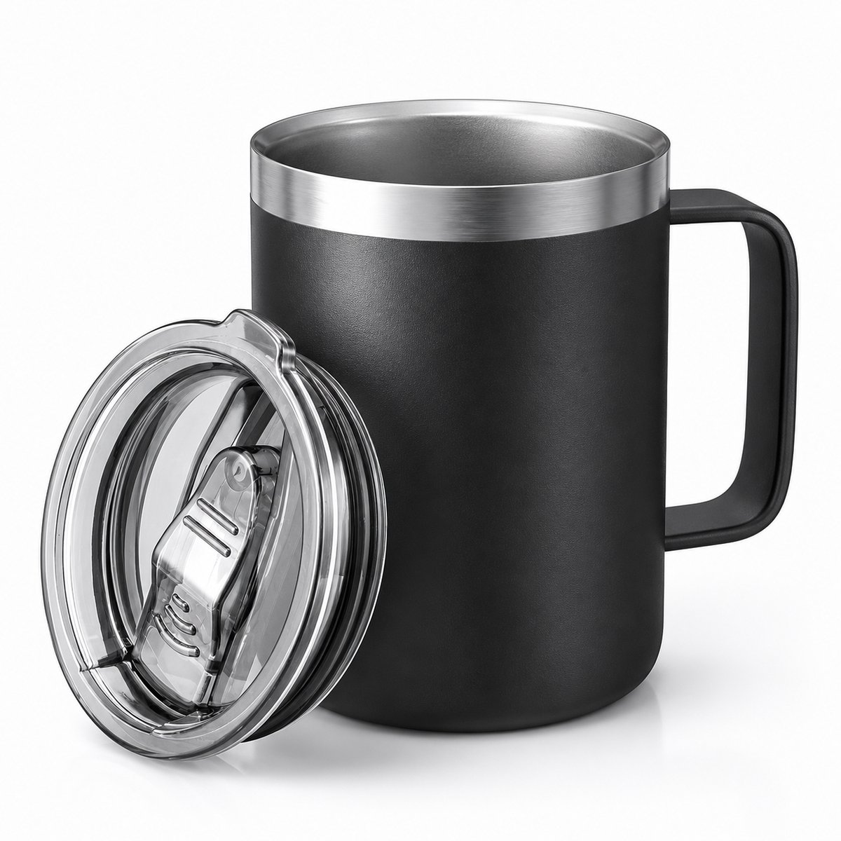 BOTC Thermosbeker - Dubbelwandige RVS Koffiebeker met Vacuümisolatie - Reisbeker voor Warme & Koude Dranken - Zwart