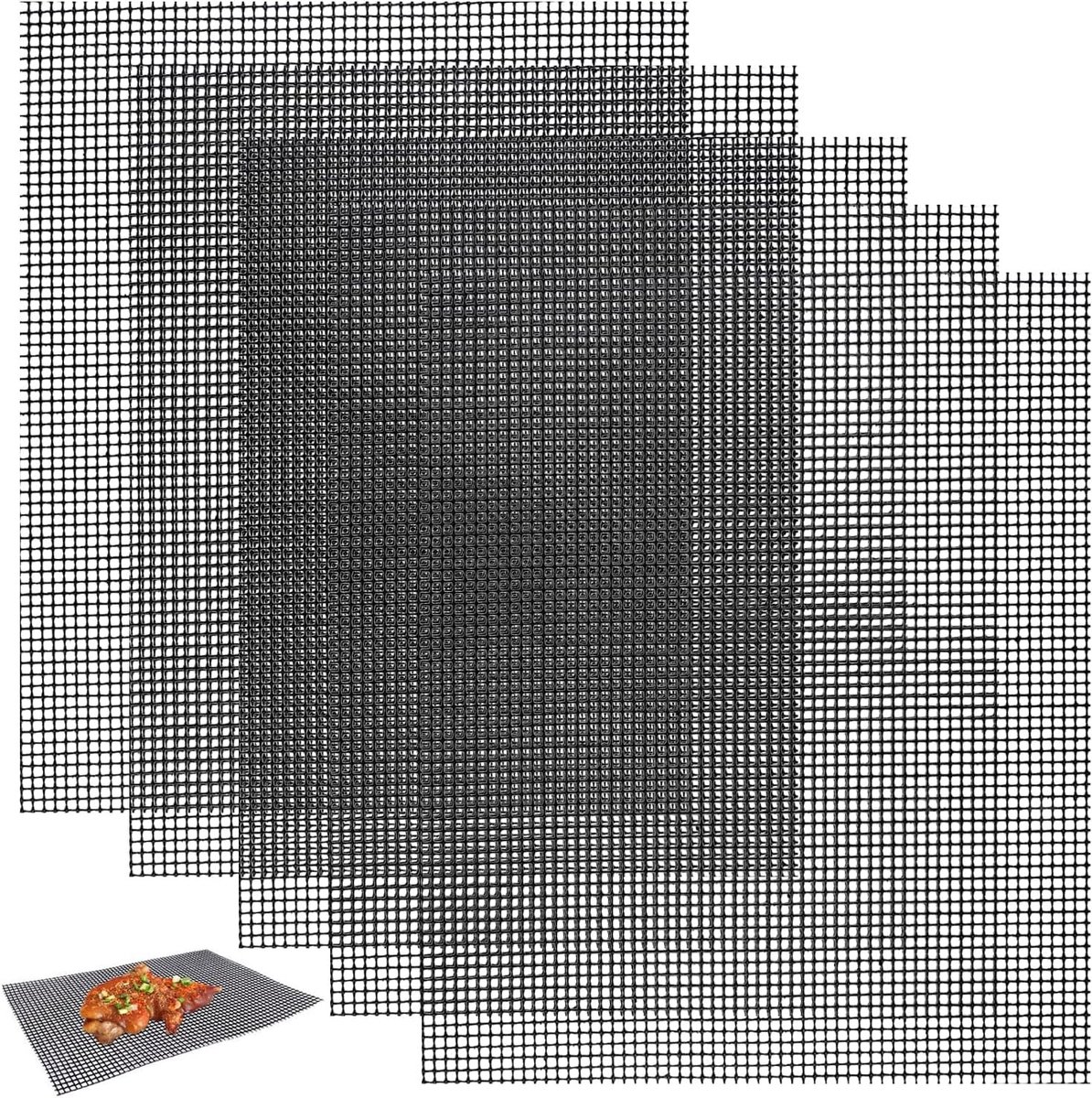 Grillmatten - Zwart - 30 x 40 cm - Herbruikbare BBQ-grillmatten van PTFE - Voor Gas- en Houtskoolbarbecues