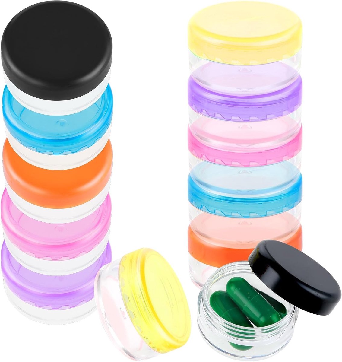 12 Stuks Mini Pillendozen in 6 Kleuren - Draagbare Organizer voor Pillen, Vitamines en Snoep voor Reizen en Dagelijks Gebruik