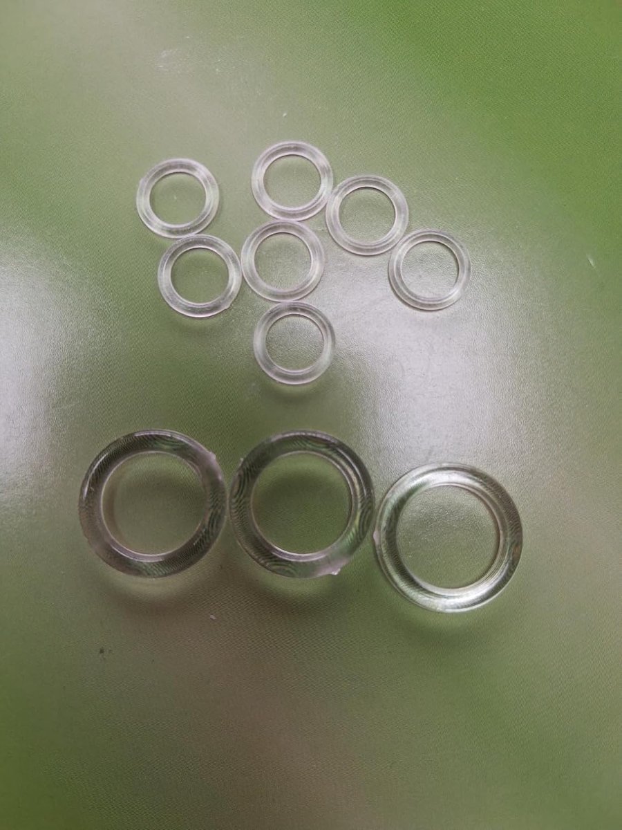 200 ronde kunststof ringen voor rolgordijnen, transparant, polycarbonaat, 13 mm x 8 mm