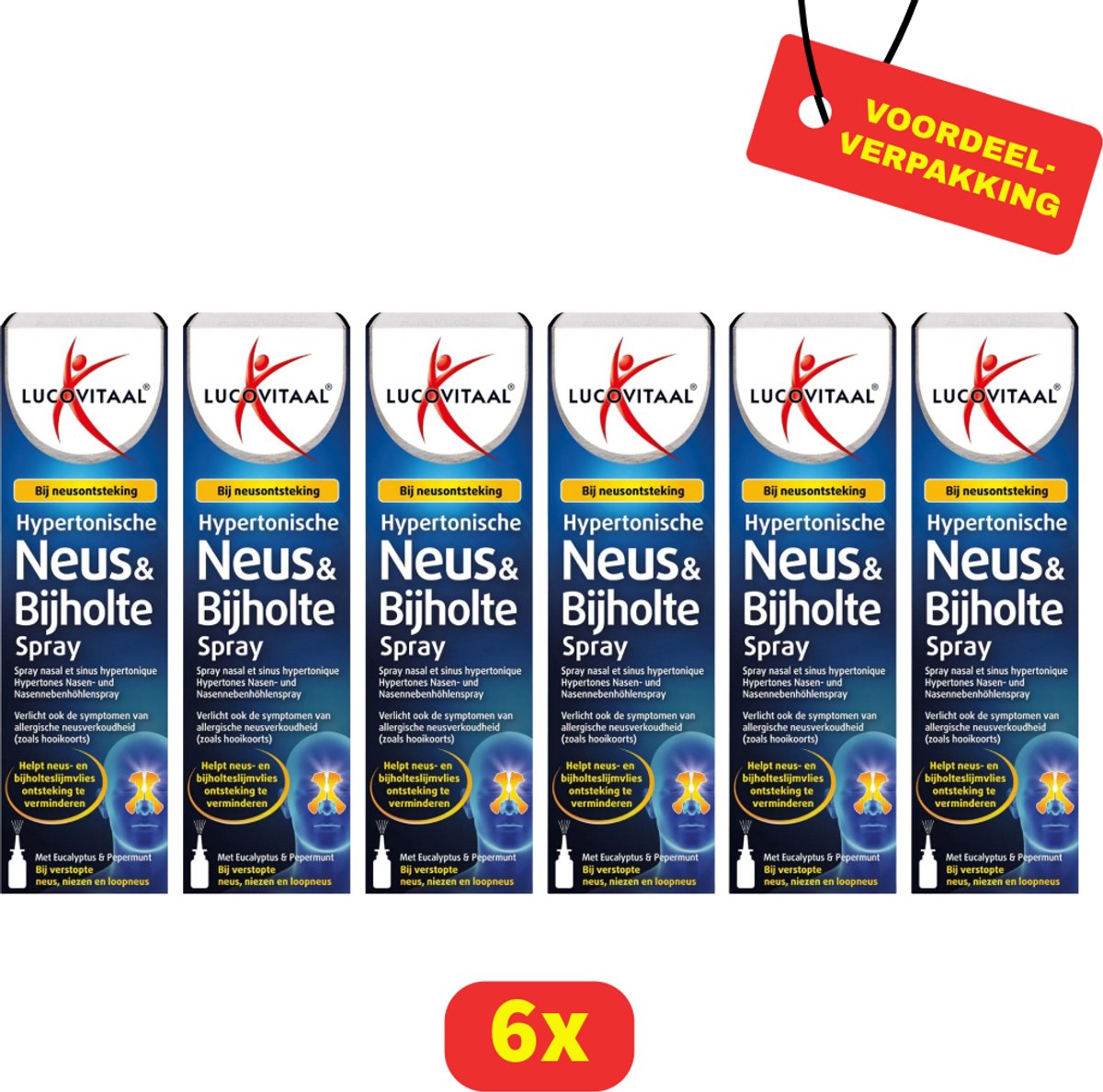 Lucovitaal Neus & Bijholte Spray - Bij Neusontsteking - Neusverstopping - Verkoudheid - Neusontsteking- 6 x 10 ml - Voordeelverpakking