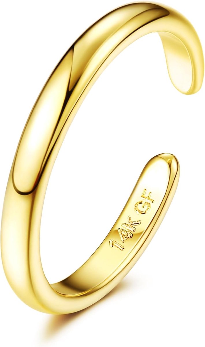Teenringen gevuld met 14K goud, open vingerringen, verstelbaar, enorme CZ-band, drie rijen gouden ringen, voetsieraad, 3 à 7, Koper