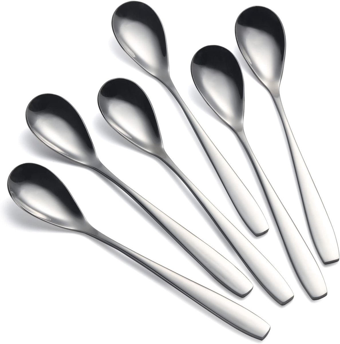 Eierlepels voor zachte gekookte eieren, roestvrij staal, 14 cm, eierlepel, set van 6 voor dessertlepel, theelepel, koffielepel, ijslepel